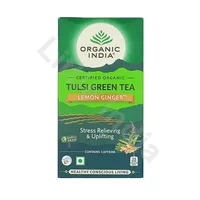 Herbata zielona Tulsi z cytryną i imbirem Tulsi Green Tea Lemon Ginger Organic India 25 torebek