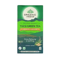 Herbata zielona Tulsi z cytryną i imbirem Tulsi Green Tea Lemon Ginger Organic India 25 torebek