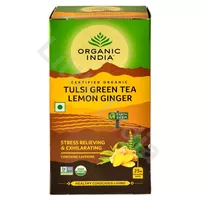 Herbata zielona Tulsi z cytryną i imbirem Tulsi Green Tea Lemon Ginger Organic India 25 torebek