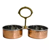 Double Serving Set Made of Copper and Stainless Steel Fern 1pcs.