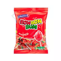 Lizaki truskawkowe z gumą do żucia Rojo Fresa Bon Bon Bum Colombina 24 szt.