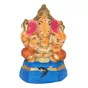 Figurine of Ganesh on a throne, clay, hand-painted orange 20 cm,