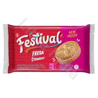 Strawberry Flavored Cream Sandwich Cookies Festival Fresa Noel 403g