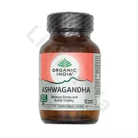 Ashwagandha zmniejsza stres wspiera witalność Organic India 60 kapsułek