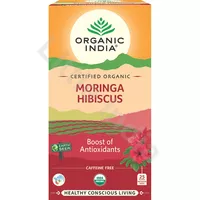 Herbata ziołowa Moringa Hibiscus Organic India 25 torebek