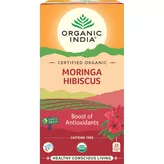 Herbata ziołowa Moringa Hibiscus Organic India 25 torebek