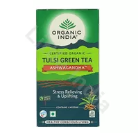 Herbata zielona Tulsi Green Tea Ashwagandha Organic India 25 torebek