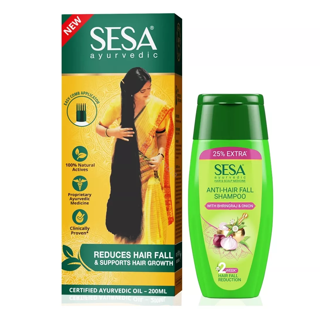 Hair Growth Oil 200ml + Anti-Hair Fall Shampoo 100ml Ayurvedic Sesa