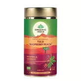 Herbata owocowa z maliną i brzoskwinią Tulsi Raspberry Peach Organic India 100g