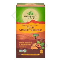 Herbata z kurkumą i imbirem Tulsi Ginger Turmeric Organic India 25 torebek