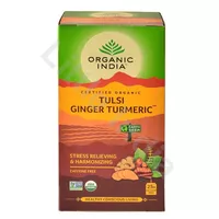 Herbata z kurkumą i imbirem Tulsi Ginger Turmeric Organic India 25 torebek