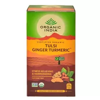 Herbata z kurkumą i imbirem Tulsi Ginger Turmeric Organic India 25 torebek