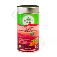 Herbata zielona liściasta Tulsi Pomegranate Green Tea Organic India 100g