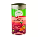 Herbata zielona liściasta Tulsi Pomegranate Green Tea Organic India 100g