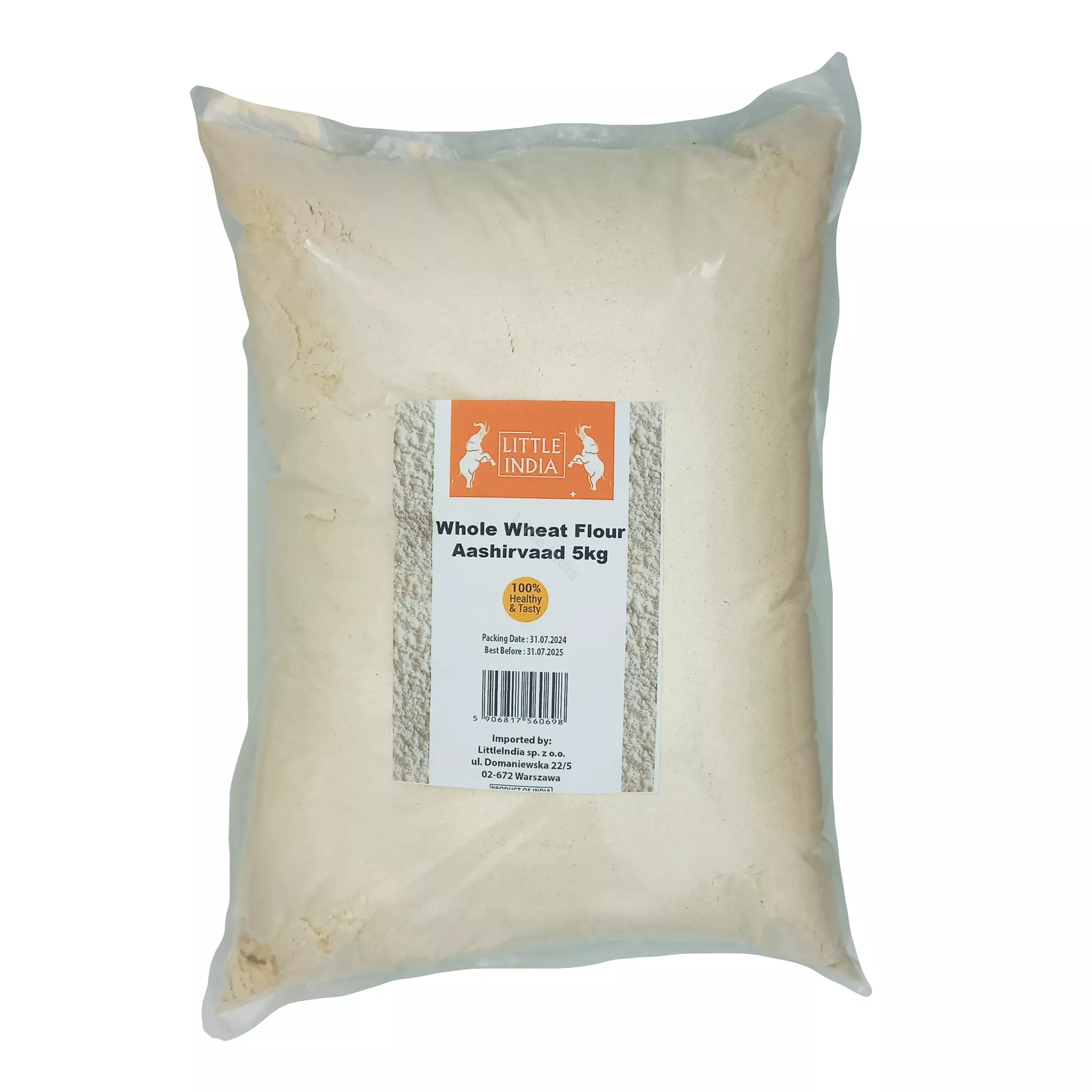 Mąka pełnoziarnista Whole Wheat Atta Little India 5kg